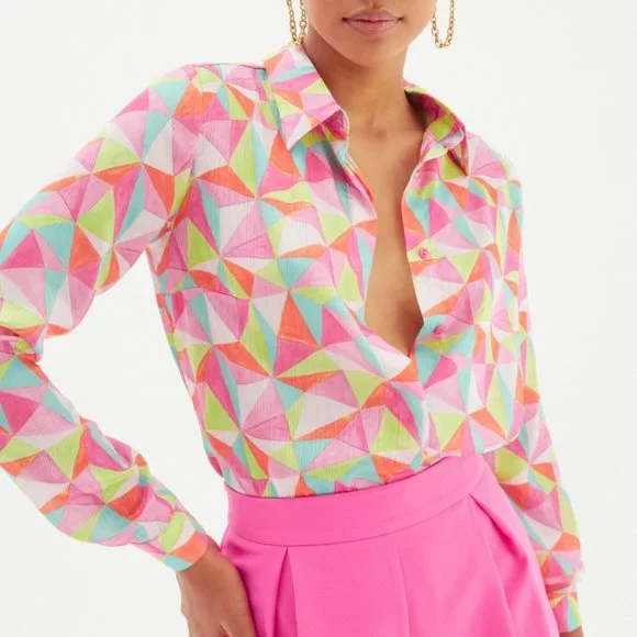 Geometric Multicolor Blouse - Picture 2 of 7